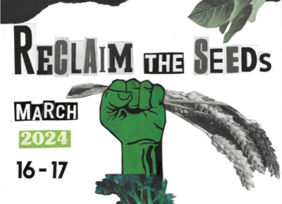 Flyer Reclaim the Seeds in Amsterdam 16-17 maart 2024